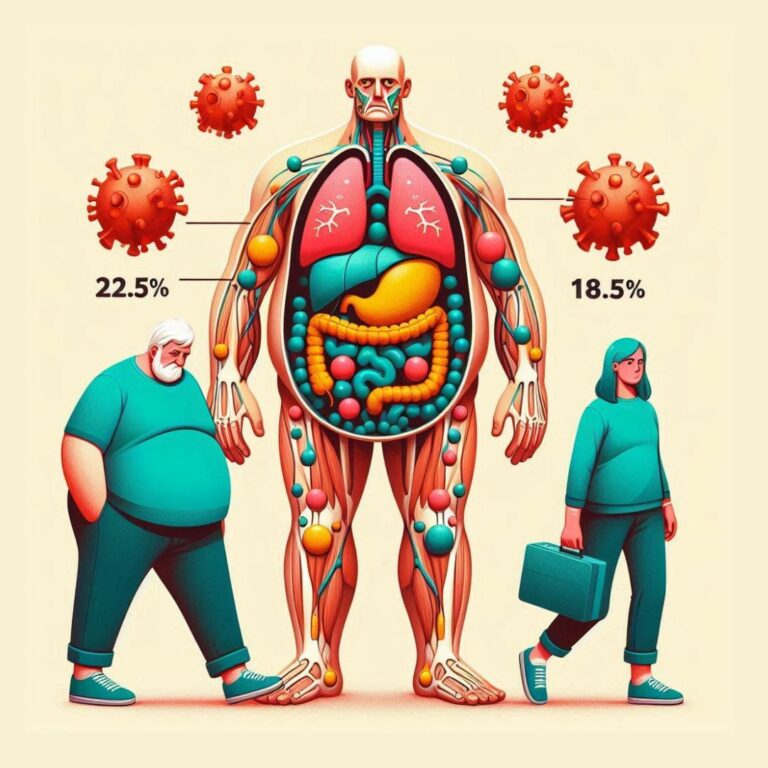 Le syndrome métabolique représenté par un homme et une femme qui représente la population mondiale, et les différentes maladies affectant l'organisme.