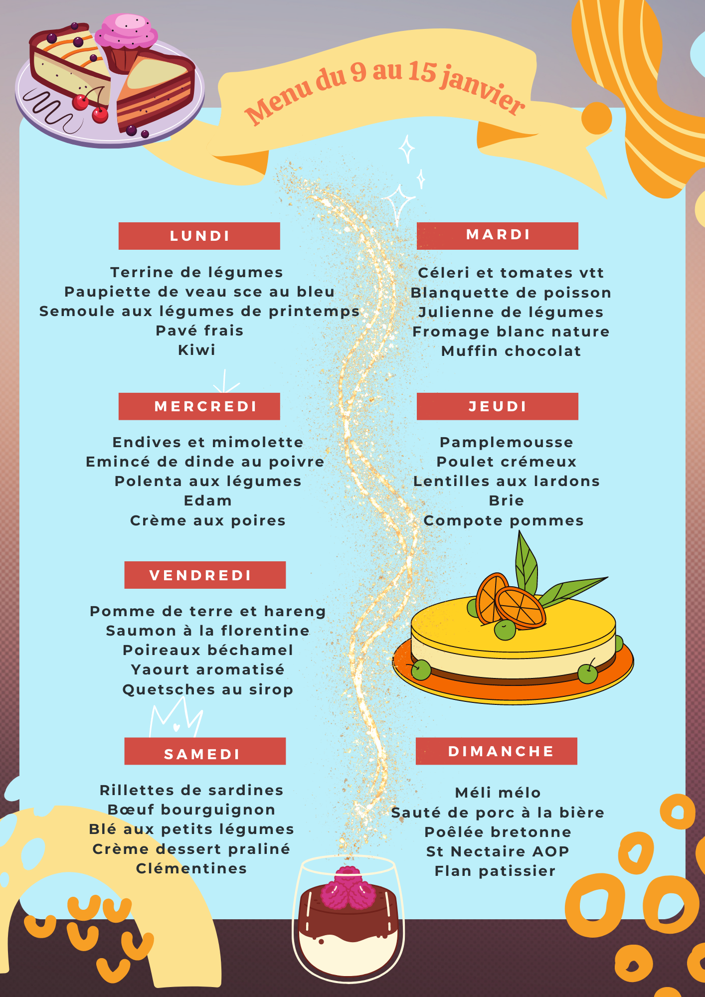 Menus équilibrés Du 9 Au 15 Janvier 2023. - Les Menus Services