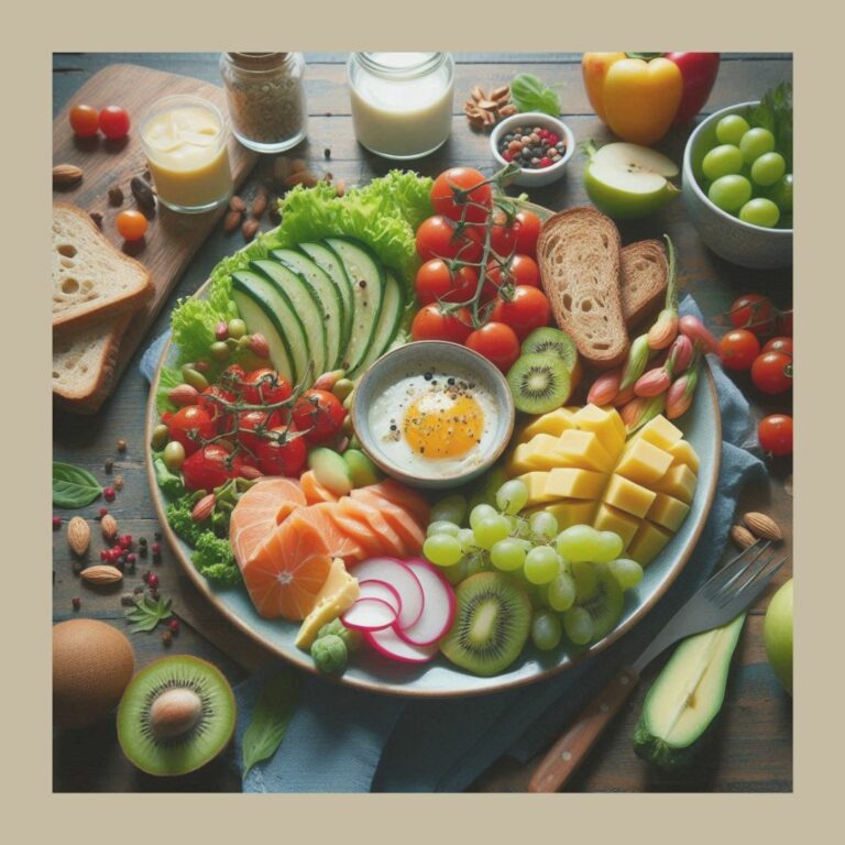 Repas savoureux pour le mois de septembre avec des fruits et légumes dans une assiette équilibrée